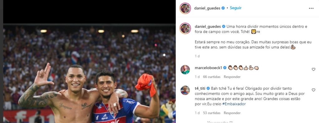 Fortaleza - Daniel Guedes se despede do zagueiro Titi